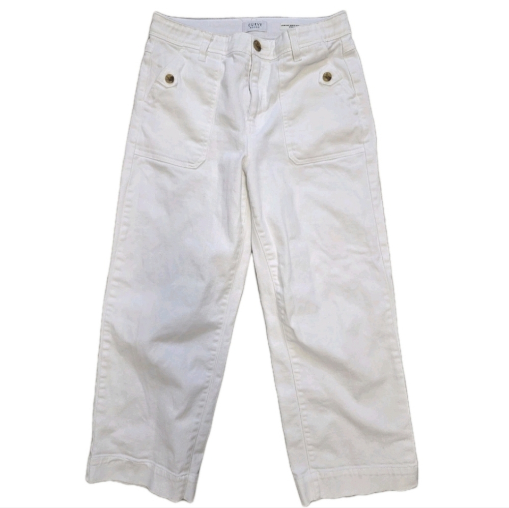 Curve Appeal High Rise Leg Cropped Jeans Women Blue Y2K Size 8 29 White Summer